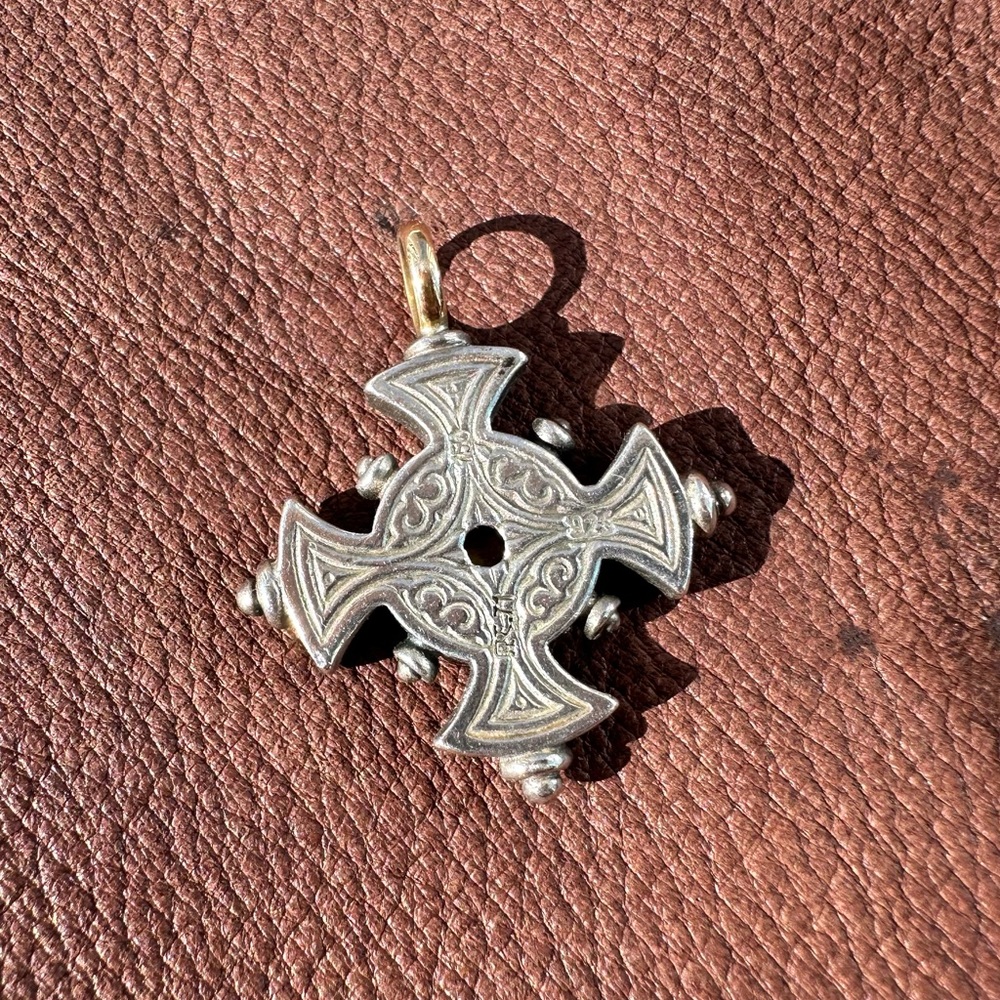 Konstantino Two Tone 18k Gold & Silver Double Sided Byzantine Cross - Picture 3 of 12